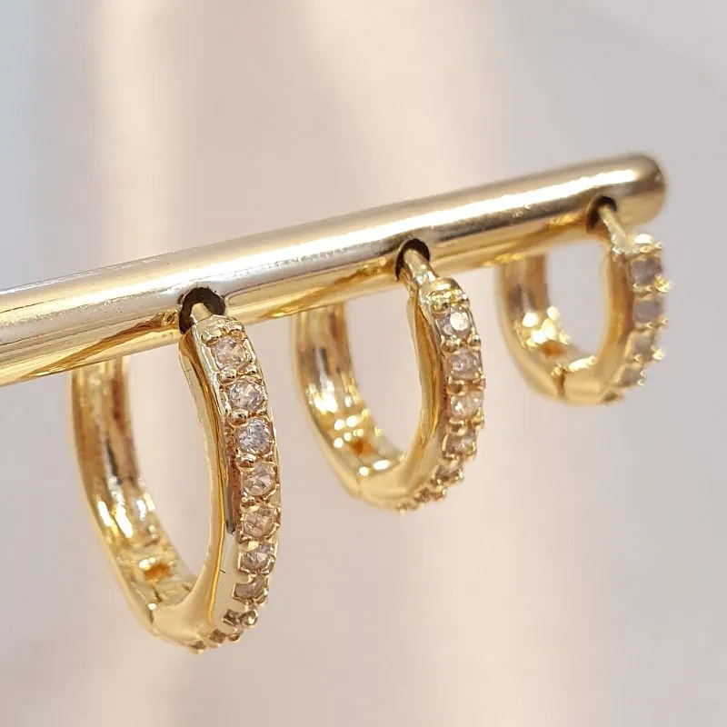 Brinco Trio Argolinha Cravejada 2