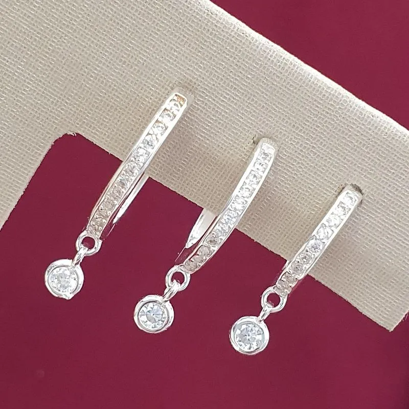 Brinco Trio Argolinha Cravejada com Ponto de Luz