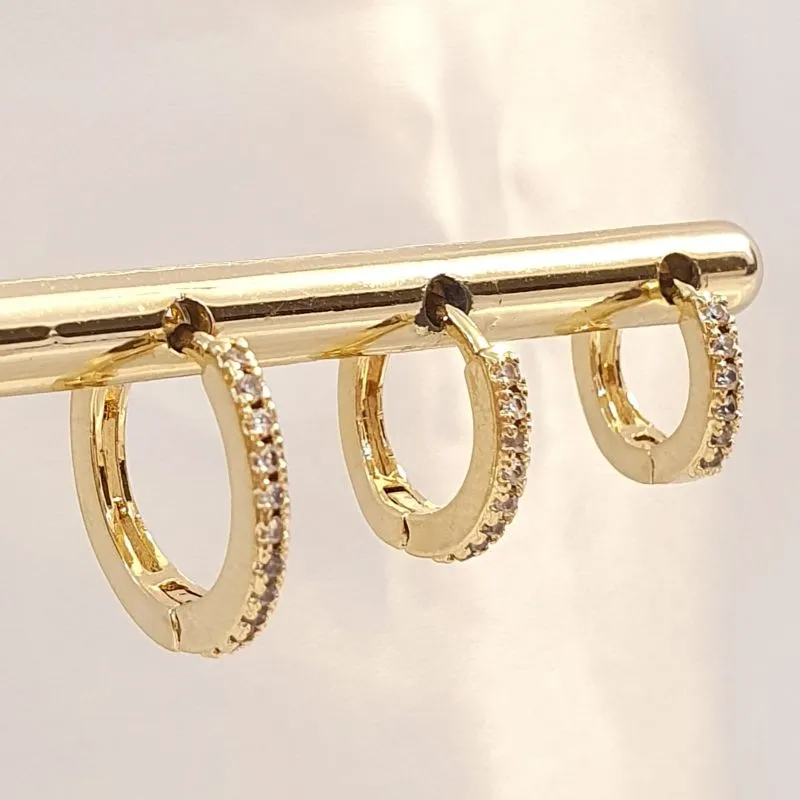 Brinco Trio Argolinha Cravejada Fina