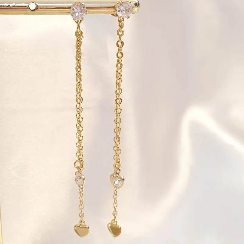 Brinco Zircônia 2 Corretes Pingente