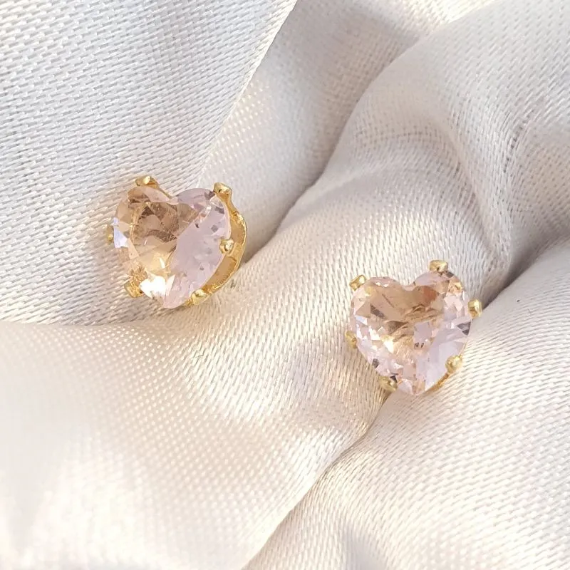 Brinco Zircônia Coração Rosinha