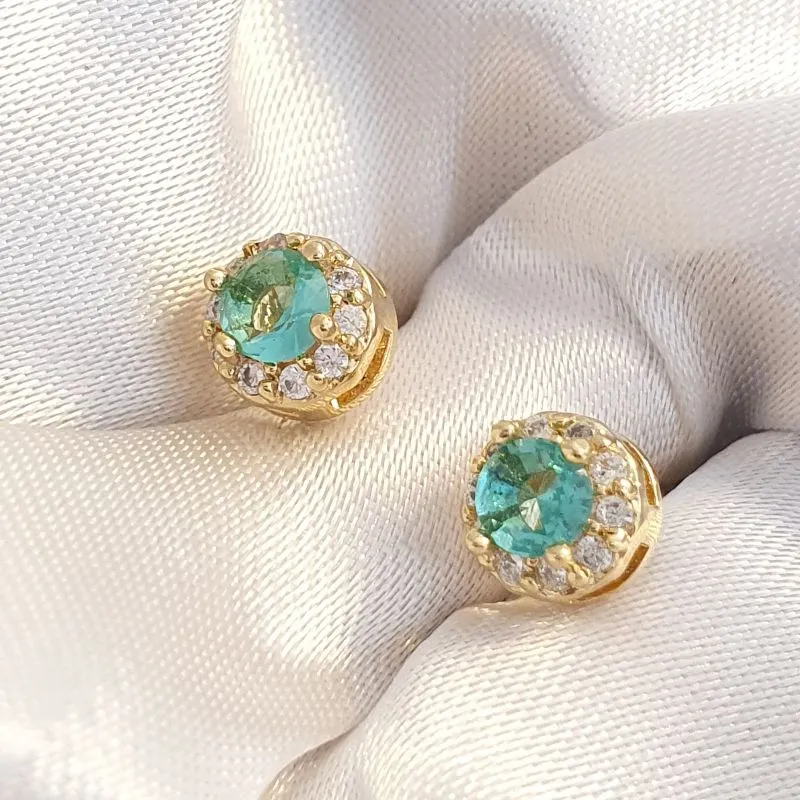 Brinco Zircônia Turmalina Borda Cravejada