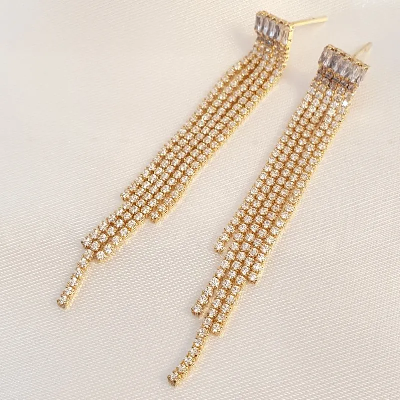 Brinco Zircônias e Franjas Riviera