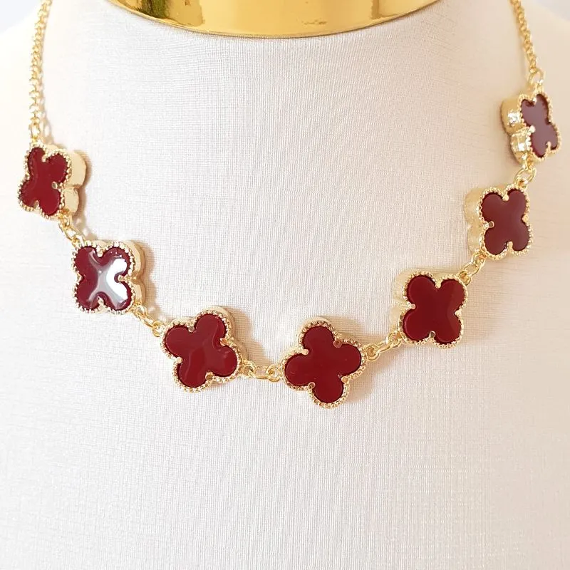 Colar 7 Trevos Vinho (choker)