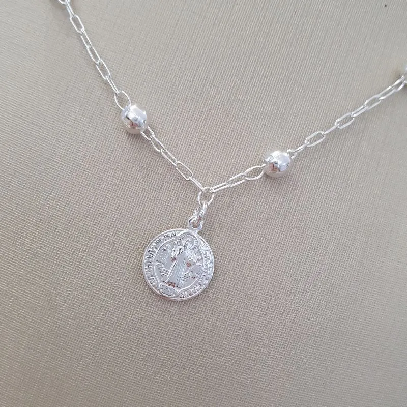 Colar Bolinhas Medalha São Bento