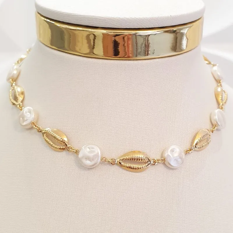 Colar Búzios e Pérolas (choker)