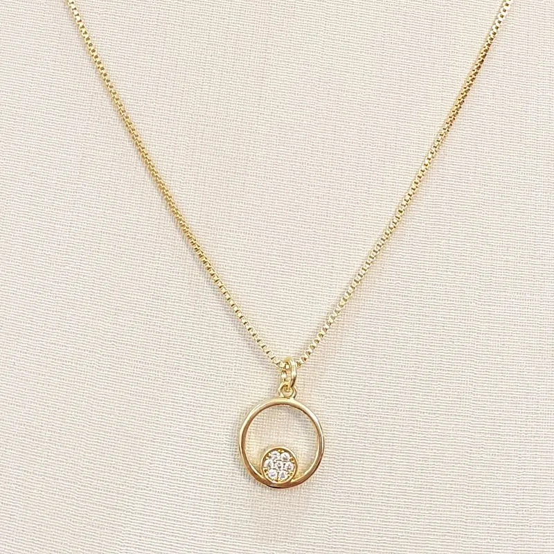 Colar Círculo Ponto de Luz Cravejado