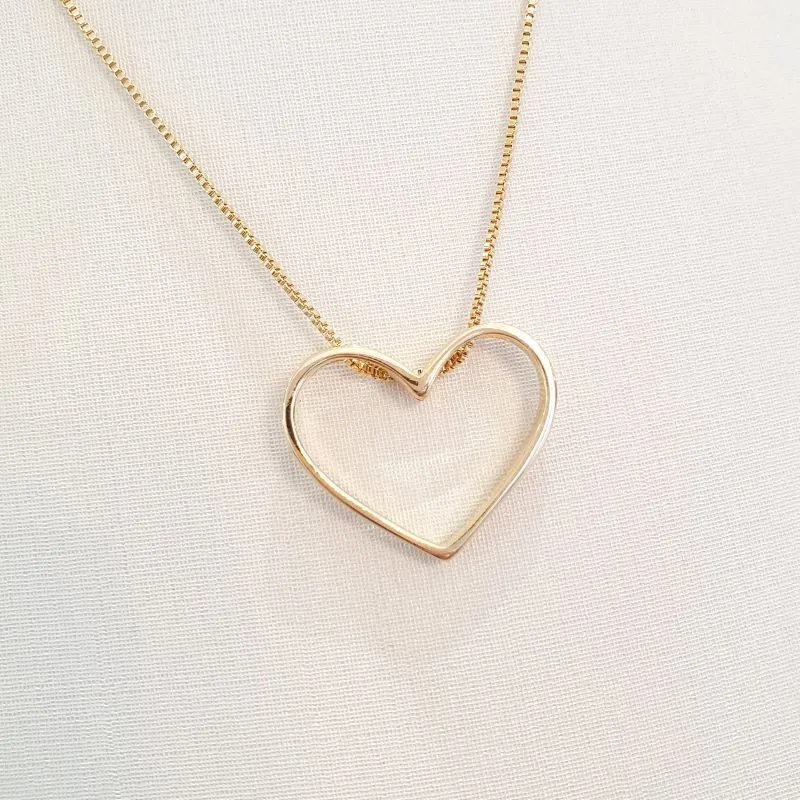 Colar Coração Vazado M 45cm (+5)