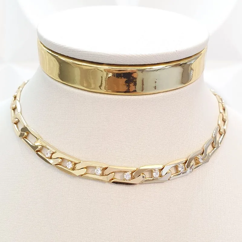 Colar Elos Grumet Longos com Zircônias 35cm (+10)