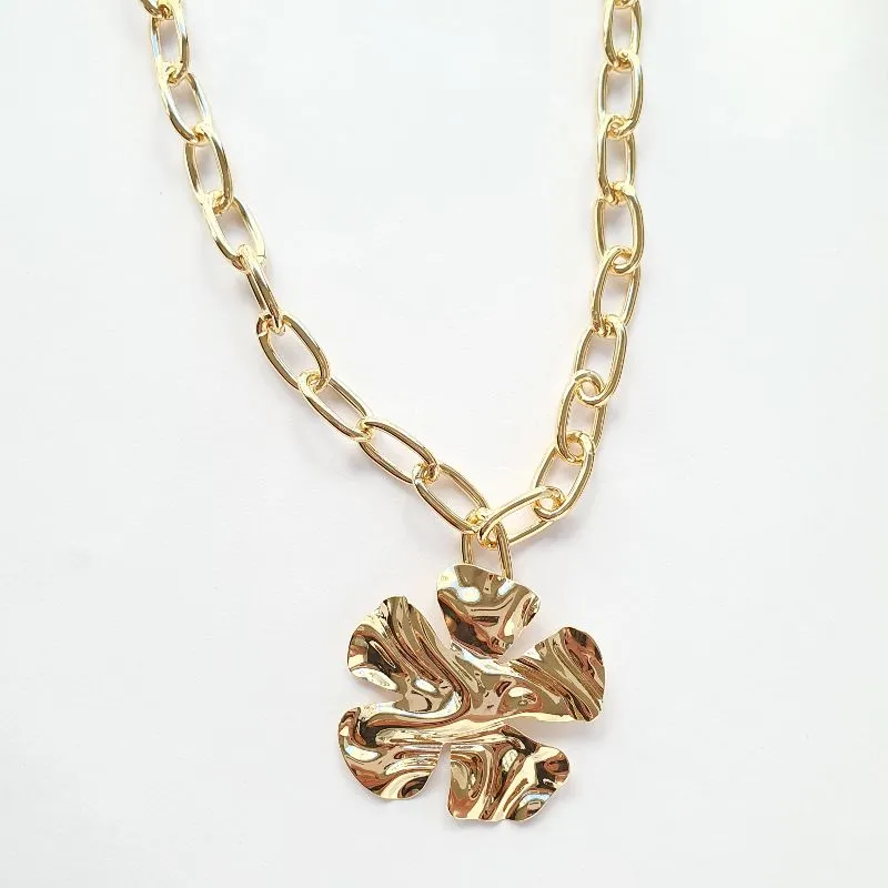 Colar Elos Ovais Flor Orgânico 40cm (+5)