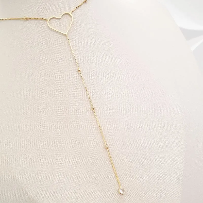 Colar Gravata Coração Ponto Luz