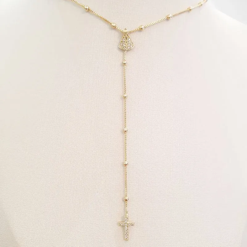 Colar Gravatinha Nossa Senhora Cravejada