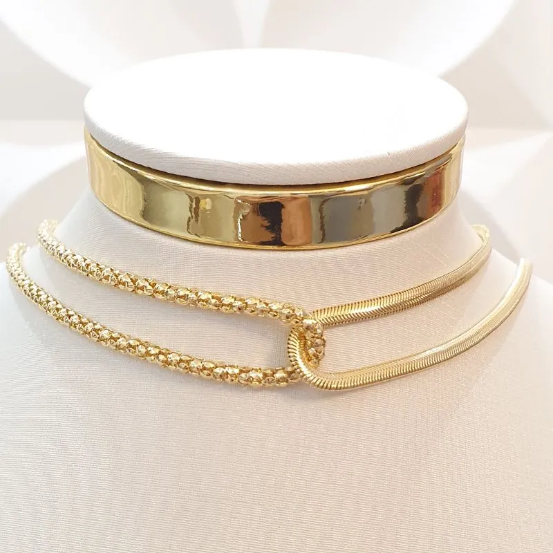 Colar Lacraia e Detalhado Transpassados (choker)