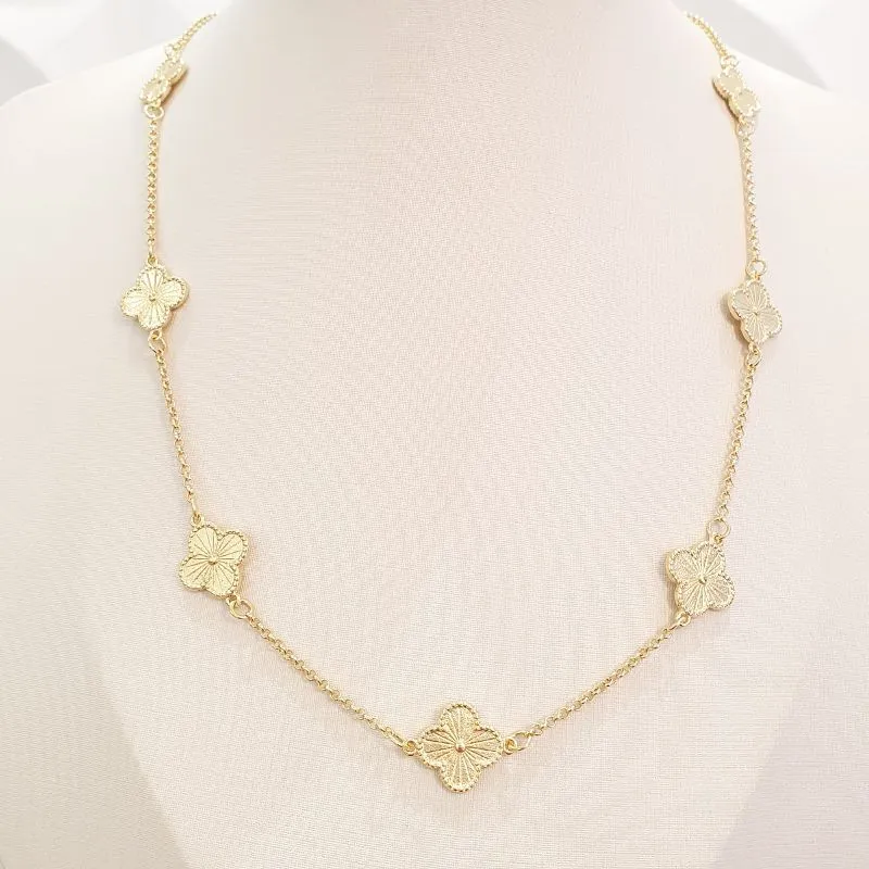 Colar Longo 7 Trevos Ouro