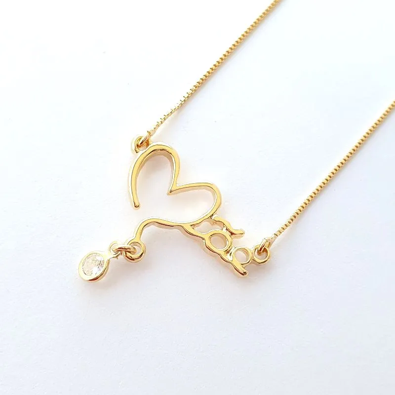 Colar Mãe Coração com Ponto Luz