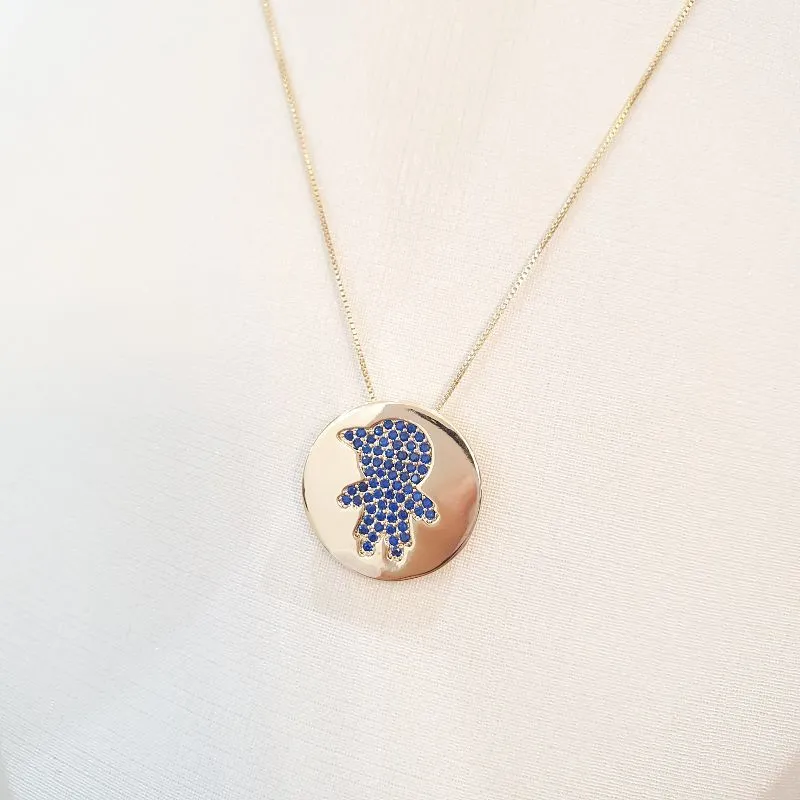 Colar Medalha Filho Cravejado