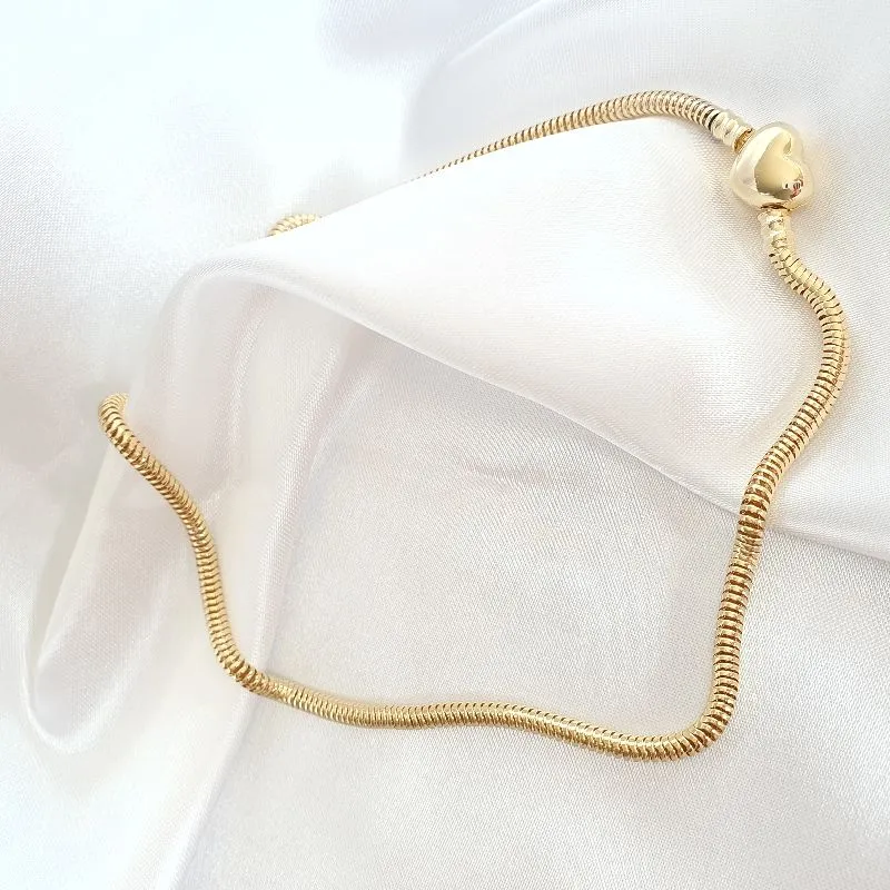 Colar Pandora Fecho Coração 45cm