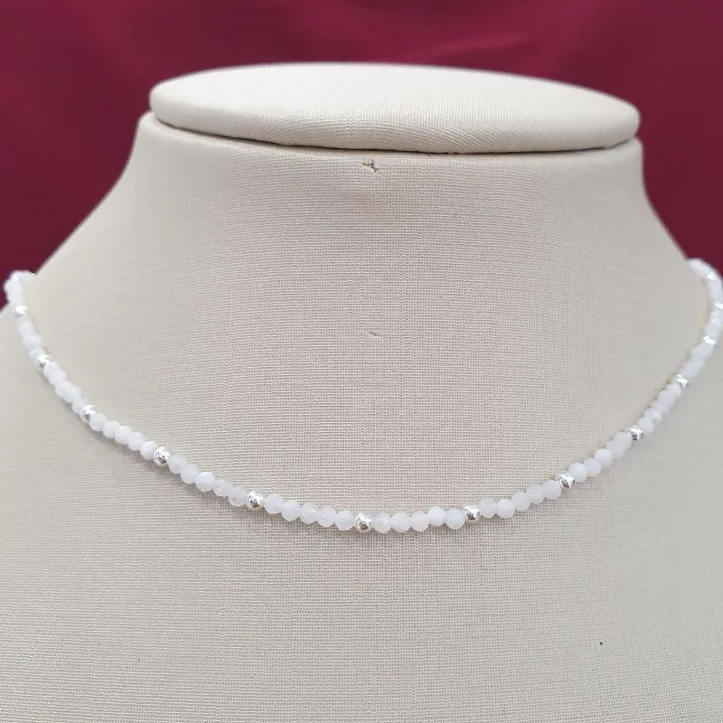 Colar Pedras Branca 35cm (+5)