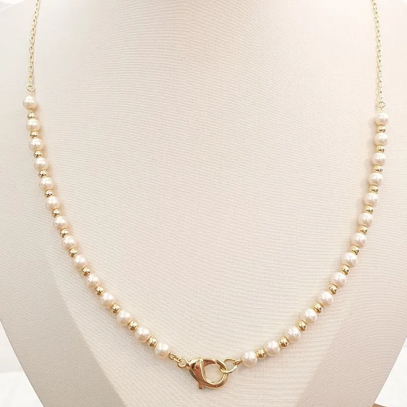 Colar Pérolas e Esferas (Fecho Lagosta)