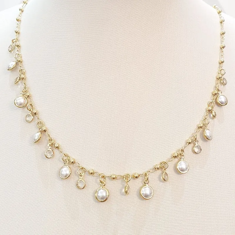 Colar Pérolas e Pontos de Luz (choker)