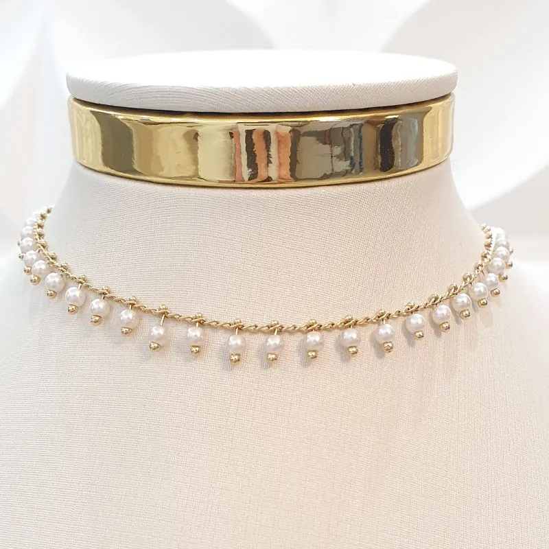 Colar Pérolas Penduradas 30cm (+10)