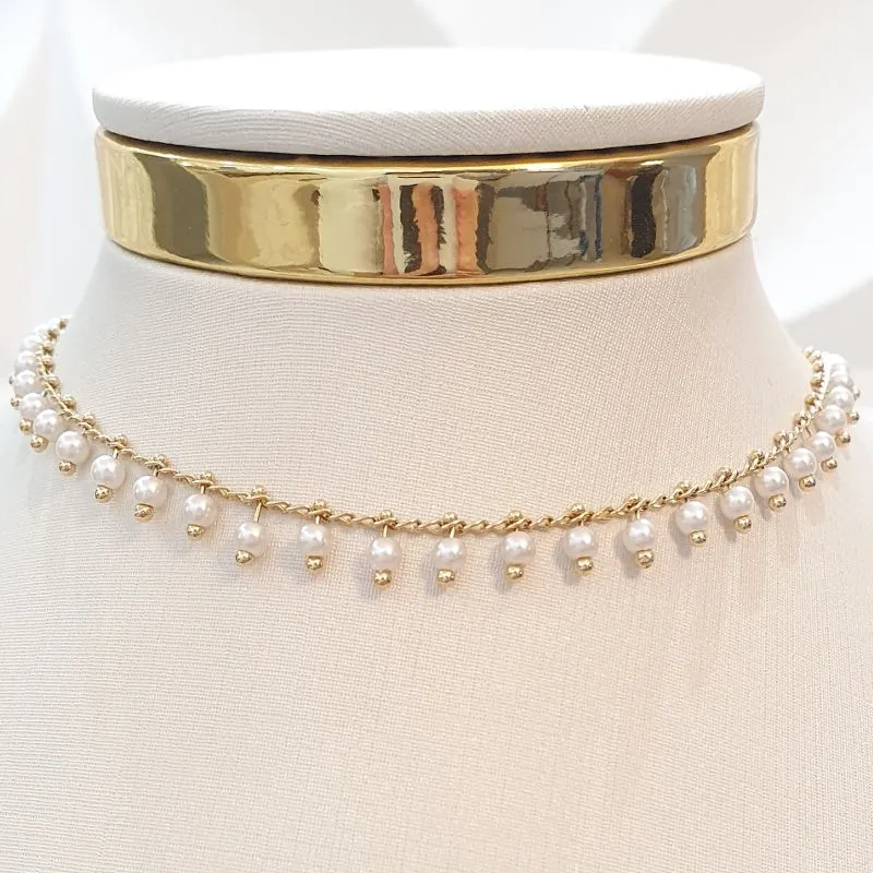 Colar Pérolas Penduradas (choker)