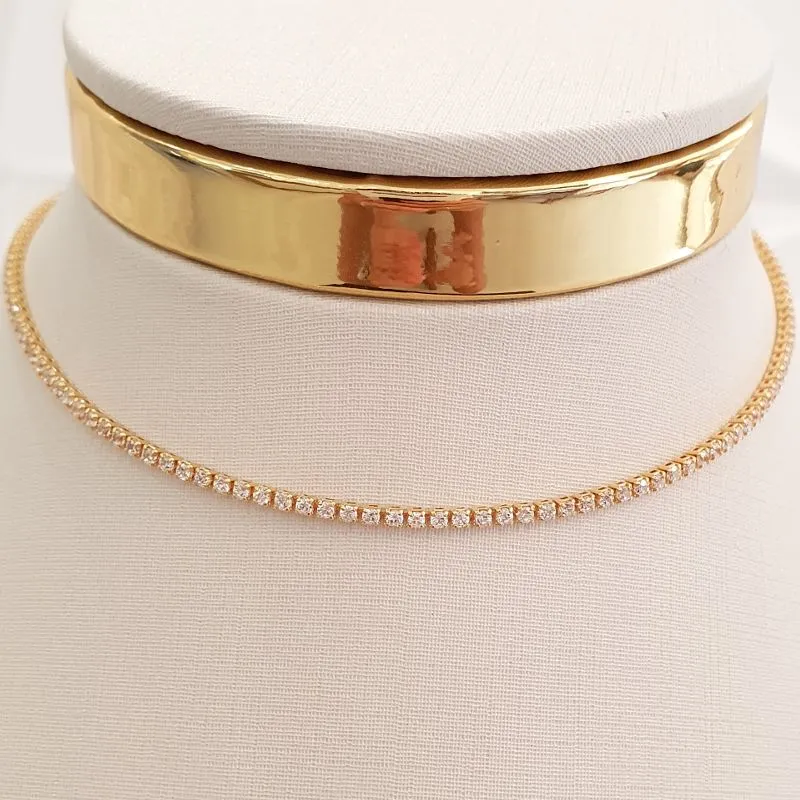 Colar Riviera Cristal Fina 30cm (+10)