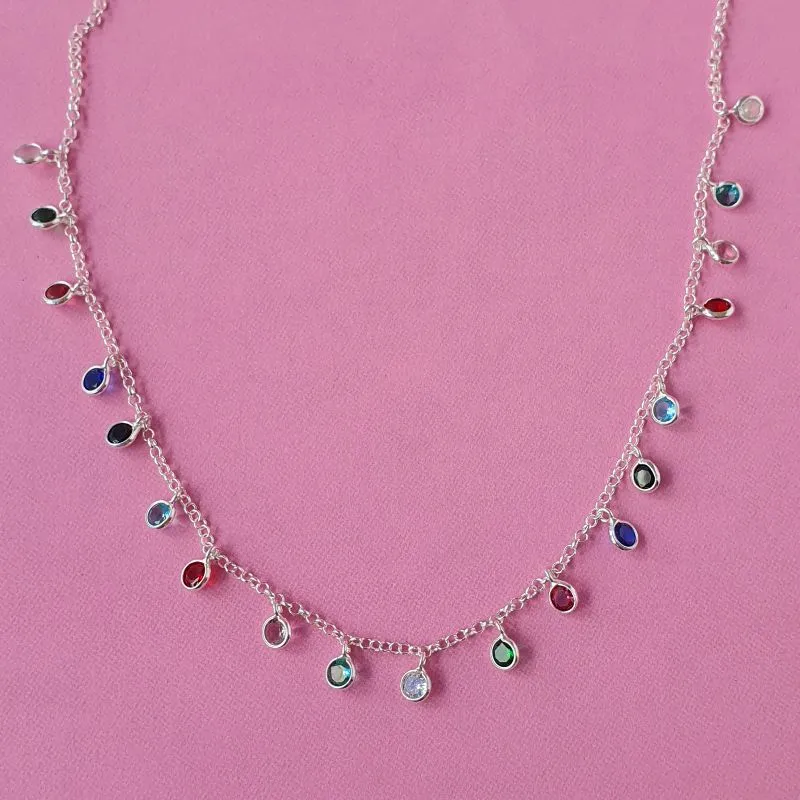 Colar Zircônias Coloridas (choker)