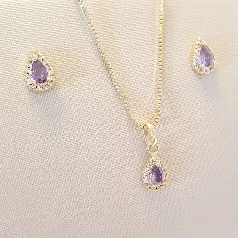 Conjunto Gota Ametista (Roxa)