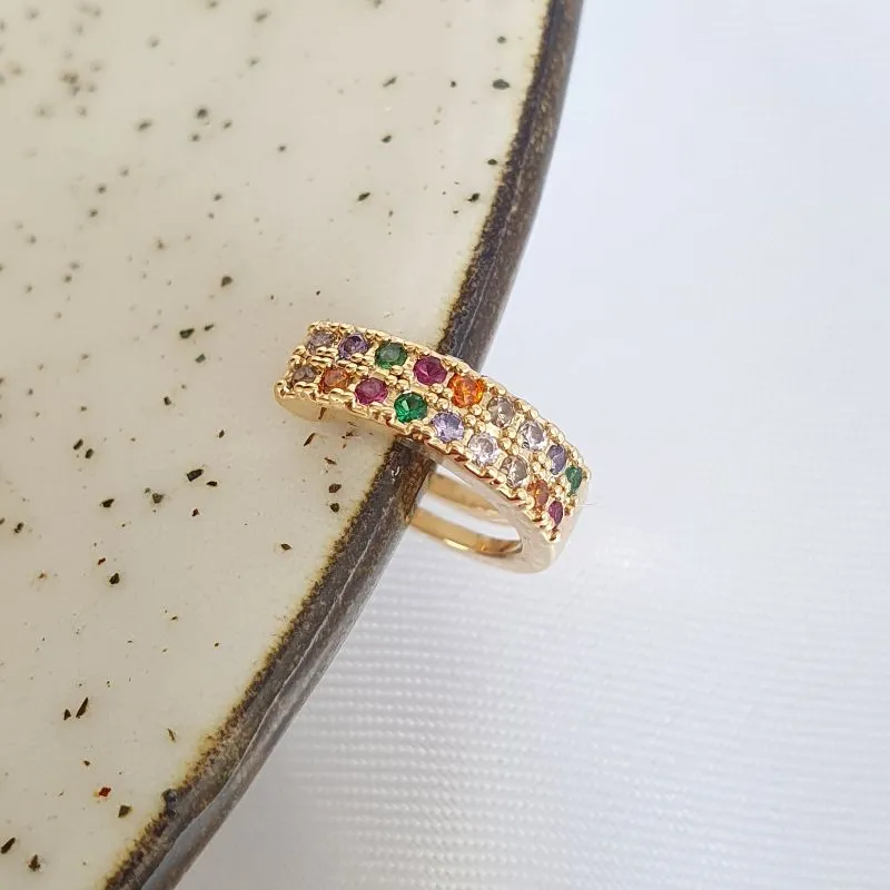 Piercing Fake Duplo Cravejado Colorido