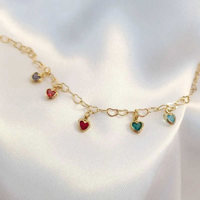 Pulseira Corações Coloridos