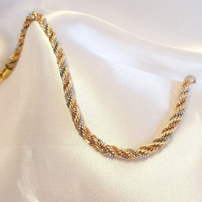 Pulseira Cordão Baiano 3 ouros