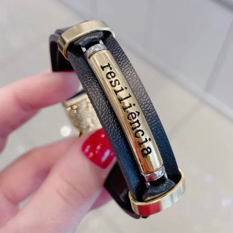 Pulseira Couro Resiliência Ouro
