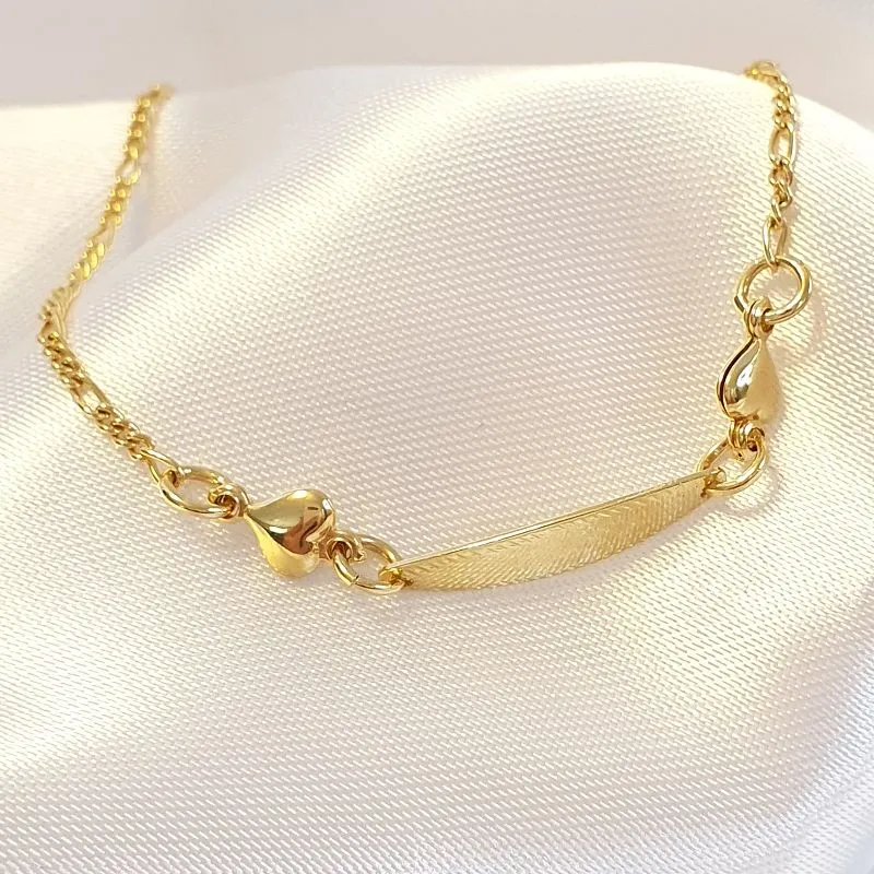 Pulseira Infantil Corações Placa