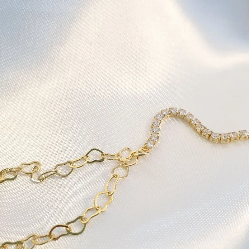 Pulseira Riviera e Elos Corações