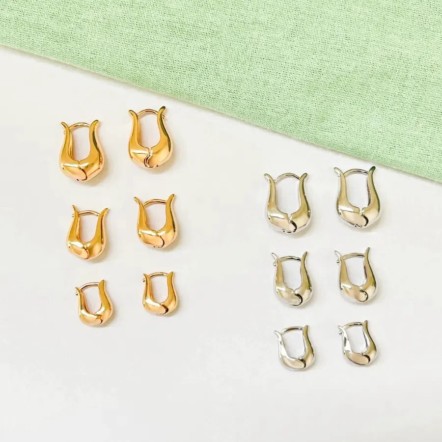 Brinco Trio Argolinha Gota U Ródio Branco