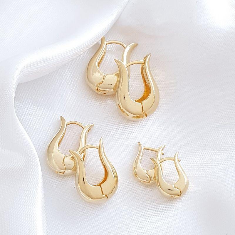 Brinco Trio Argolinha Gota U (Grande)