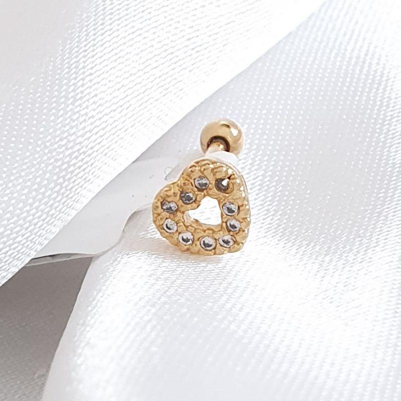 Piercing Coração Cravejado Vazado